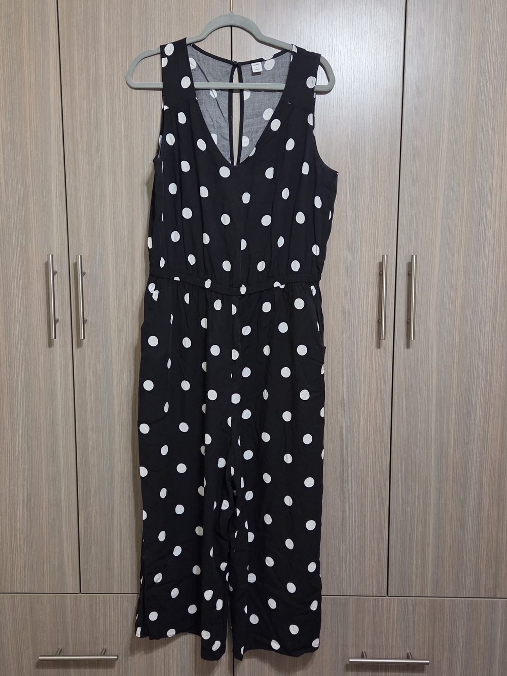 Black & White Polka Dot Sleeveless Jumpsuit